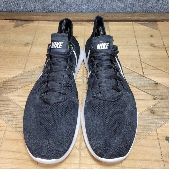 Nike Free RN Flyknit Running Sneakers Shoes Mens 11.5 Black White 880843 001 - Picture 3 of 12